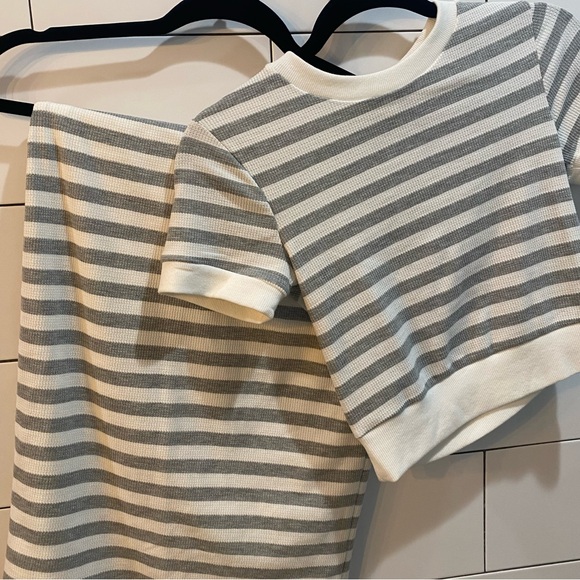 Striped Gray and White Knit Set - Picture 1 of 5